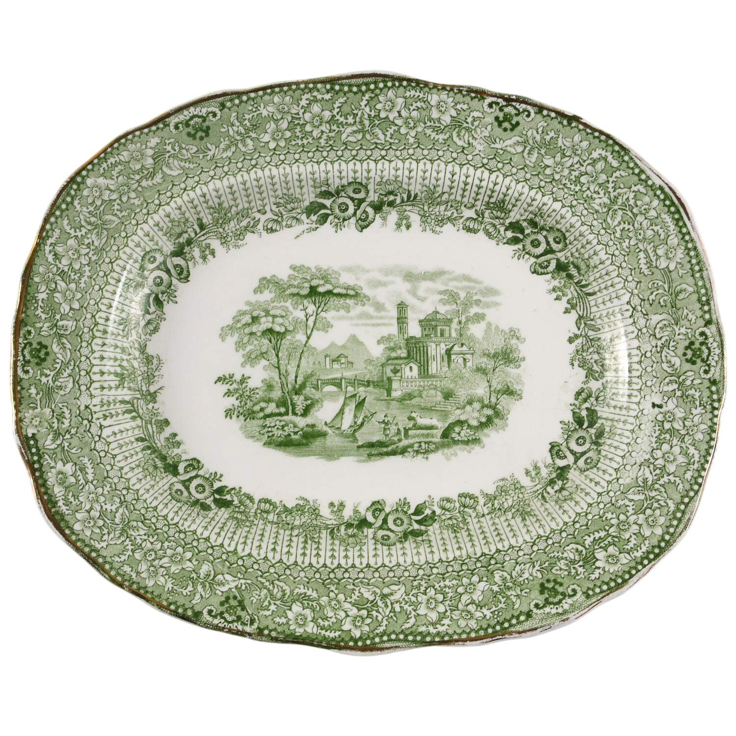 Grecian Green 11" Oval Serving Platter by Ridgway (Ridgways)-1