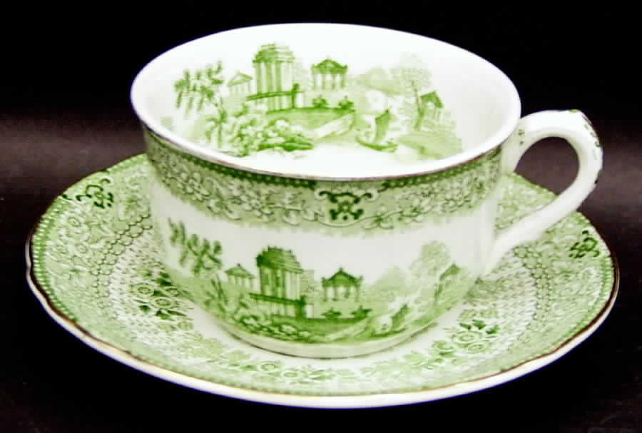Grecian Green Oversized Cup & Saucer Set by Ridgway (Ridgways)-1