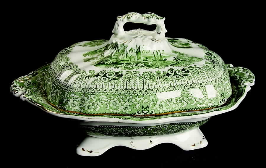 Grecian Green Oval Covered Vegetable by Ridgway (Ridgways)-1