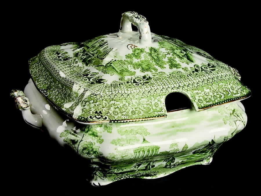 Grecian Green Square Covered Vegetable by Ridgway (Ridgways)-1