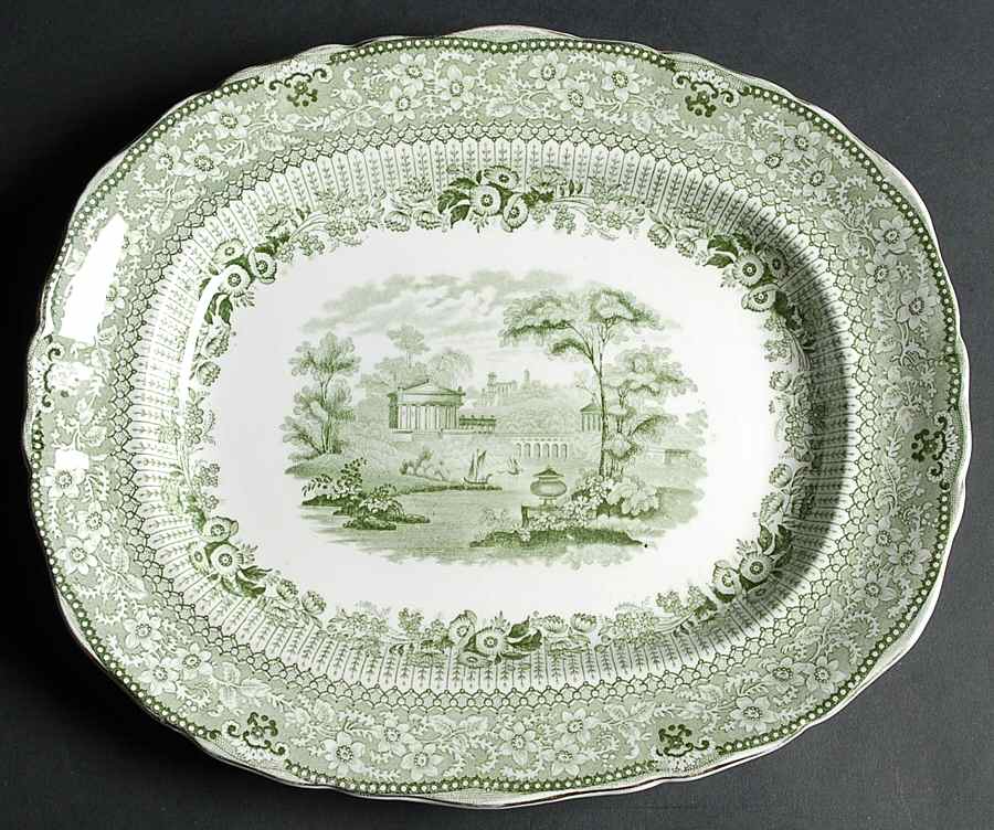 Grecian Green 12" Oval Serving Platter by Ridgway (Ridgways)-1