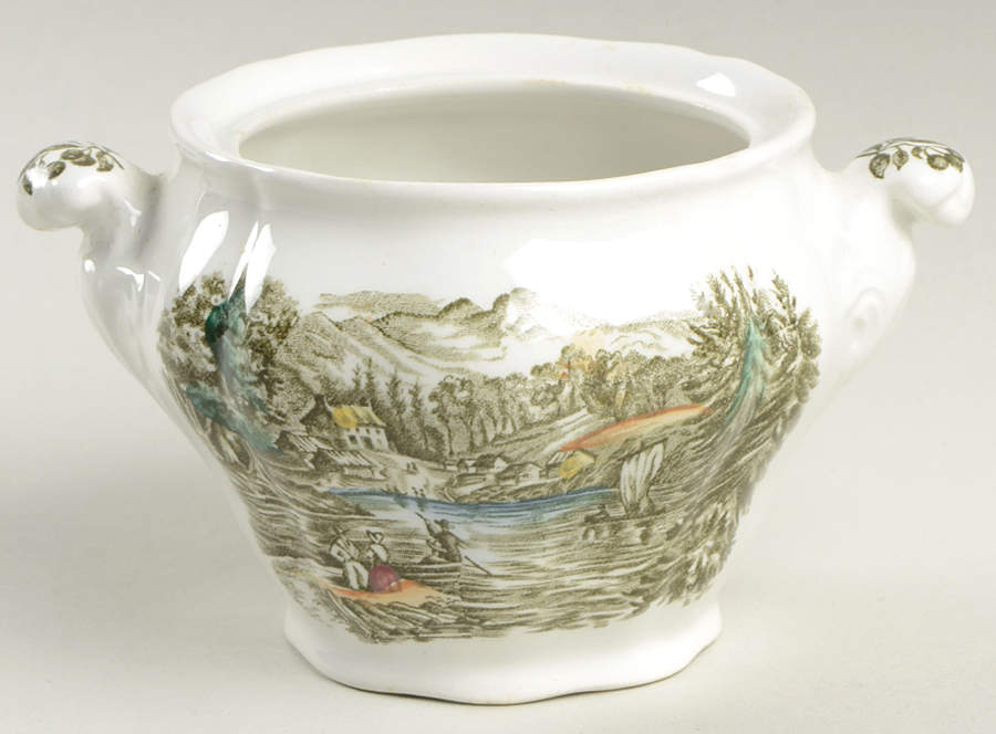 Heritage Green Multicolor Sugar Bowl No Lid by Ridgway (Ridgways)-1