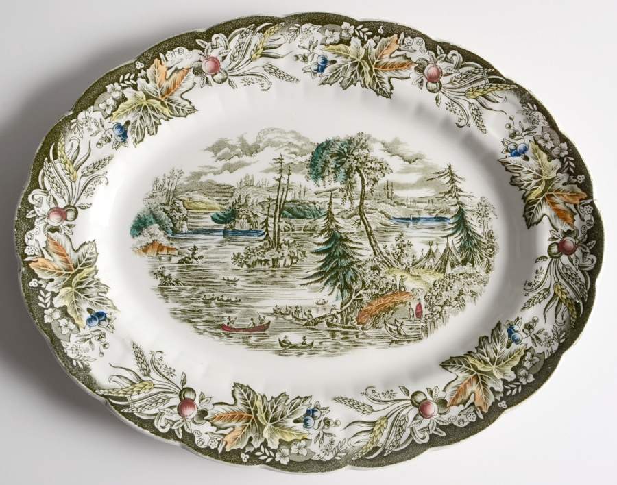 Heritage Green Multicolor 12" Oval Serving Platter by Ridgway (Ridgways)-1