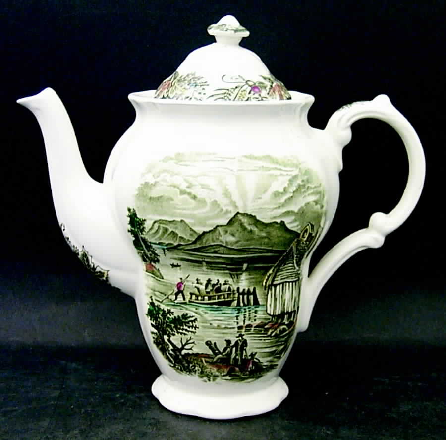 Heritage Green Multicolor Coffee Pot & Lid by Ridgway (Ridgways)-1