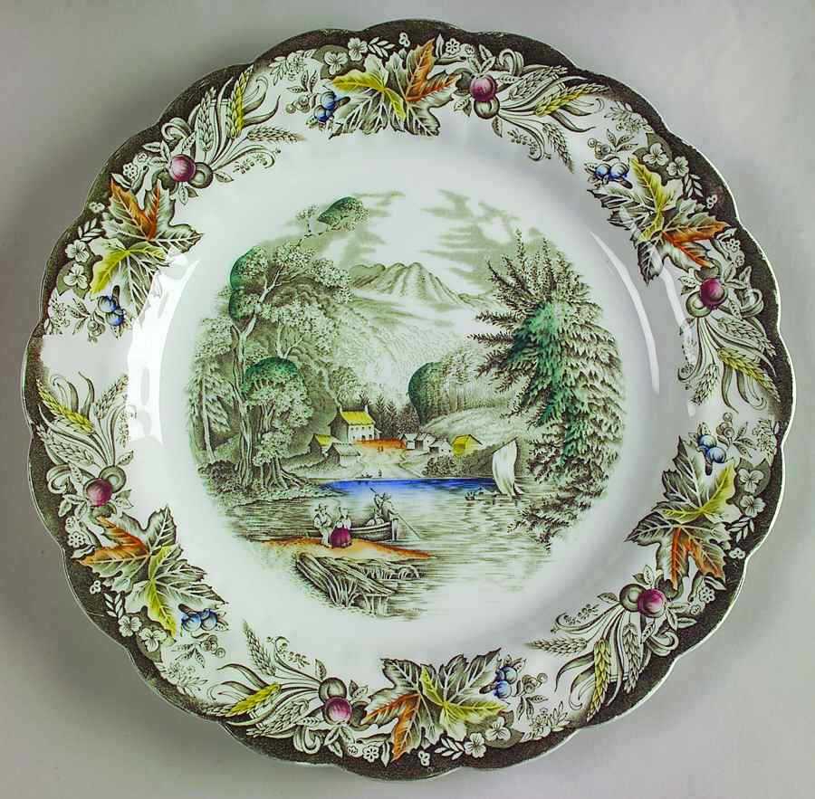 Heritage Green Multicolor 11" Chop Plate (Round Platter) by Ridgway (Ridgways)-1