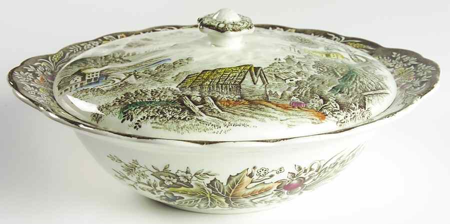 Heritage Green Multicolor Round Covered Vegetable by Ridgway (Ridgways)-1