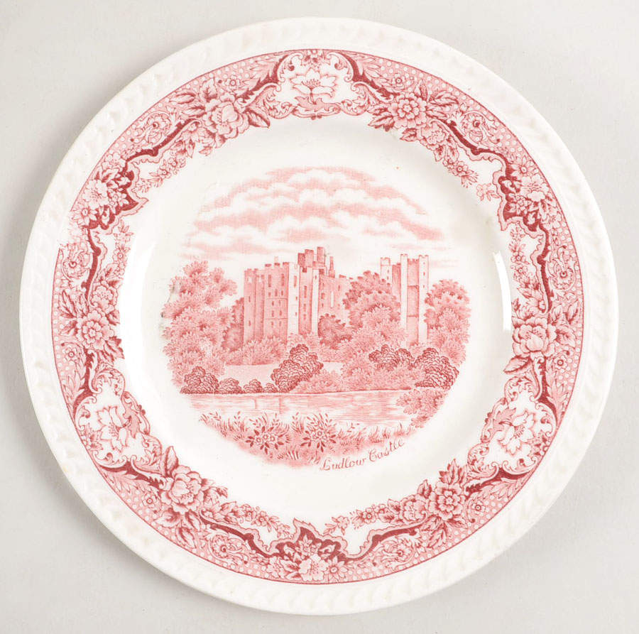 Historic Castles Pink Dessert/Pie Plate by Ridgway (Ridgways)-1
