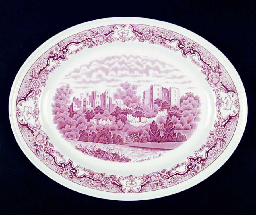Historic Castles Pink 12" Oval Serving Platter by Ridgway (Ridgways)-1