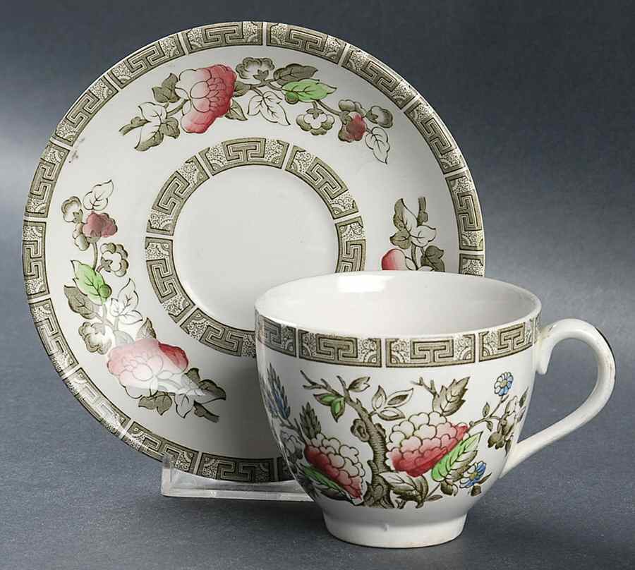 Indian Tree Flat Cup & Saucer Set by Ridgway (Ridgways)-1