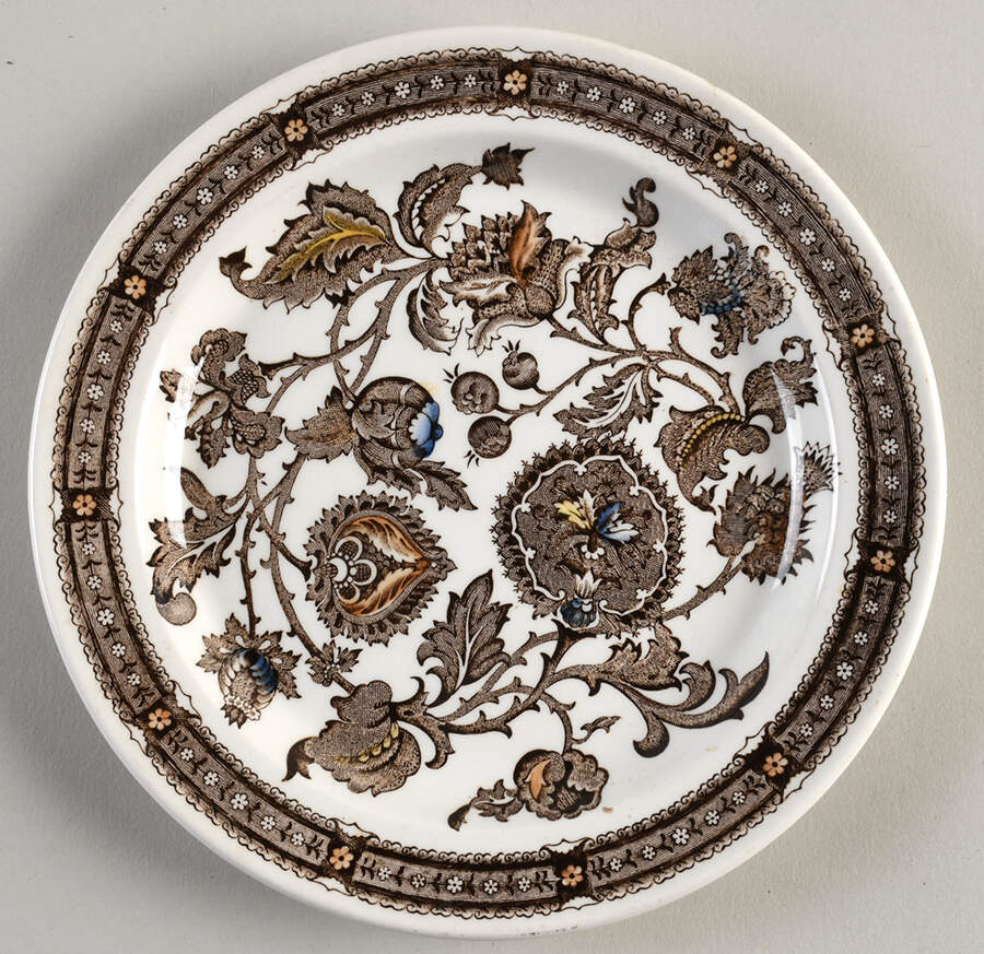 Jacobean Brown Dessert/Pie Plate by Ridgway (Ridgways)-1