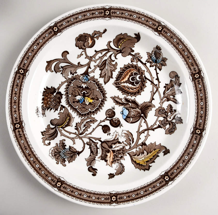 Jacobean Brown 12" Chop Plate (Round Platter) by Ridgway (Ridgways)-1