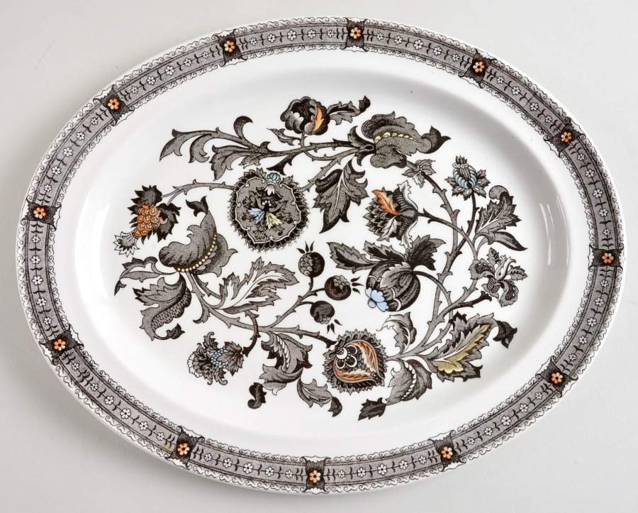 Jacobean Brown 12" Oval Serving Platter by Ridgway (Ridgways)-1
