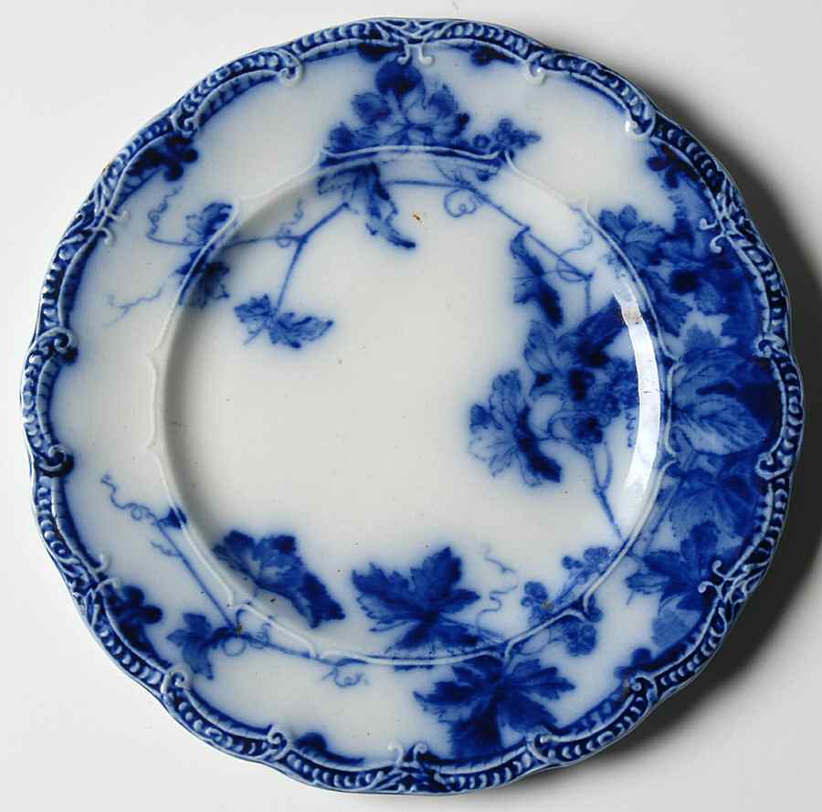 Lonsdale (Flow Blue, Gold Trim) Bread & Butter Plate by Ridgway (Ridgways)-1