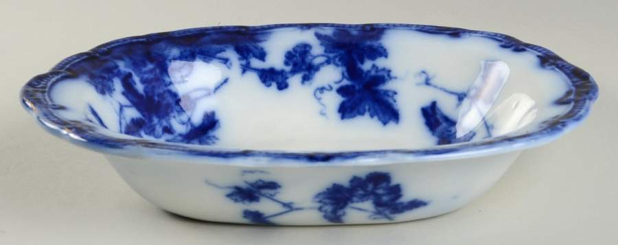 Lonsdale (Flow Blue, Gold Trim) 8" Oval Vegetable Bowl by Ridgway (Ridgways)-1