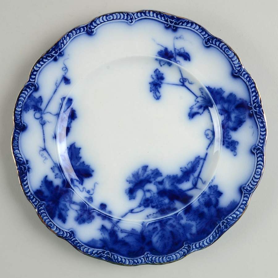 Lonsdale (Flow Blue, Gold Trim) Luncheon Plate by Ridgway (Ridgways)-1