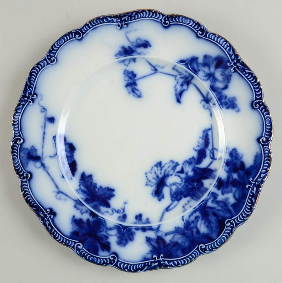 Lonsdale (Flow Blue, Gold Trim) Dinner Plate by Ridgway (Ridgways)-1