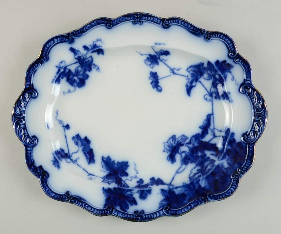 Lonsdale (Flow Blue, Gold Trim) 13" Oval Serving Platter by Ridgway (Ridgways)-1