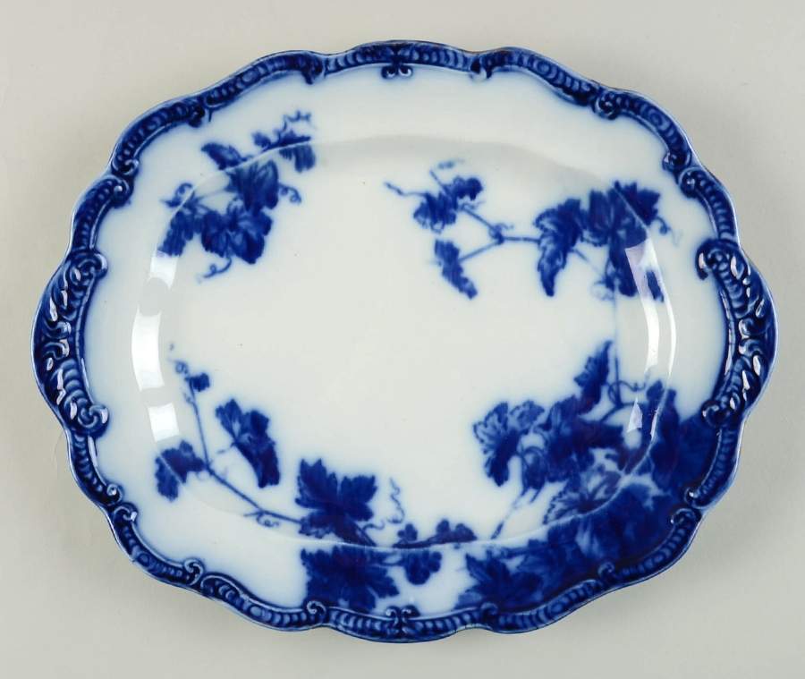 Lonsdale (Flow Blue, Gold Trim) 11" Oval Serving Platter by Ridgway (Ridgways)-1