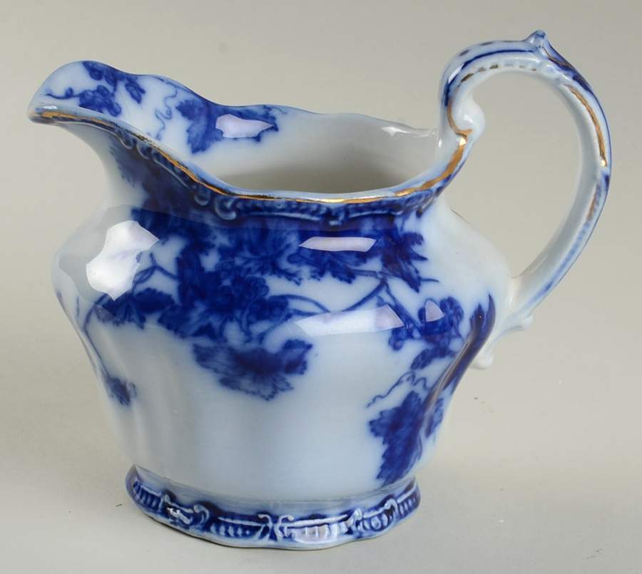 Lonsdale (Flow Blue, Gold Trim) Creamer by Ridgway (Ridgways)-1
