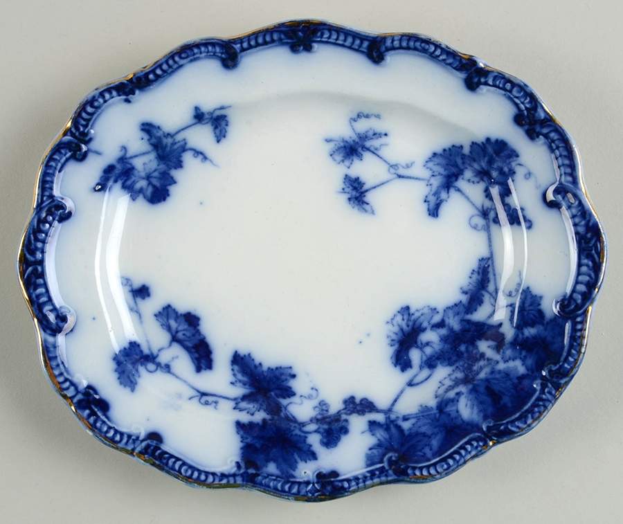 Lonsdale (Flow Blue, Gold Trim) Bone Dish by Ridgway (Ridgways)-1