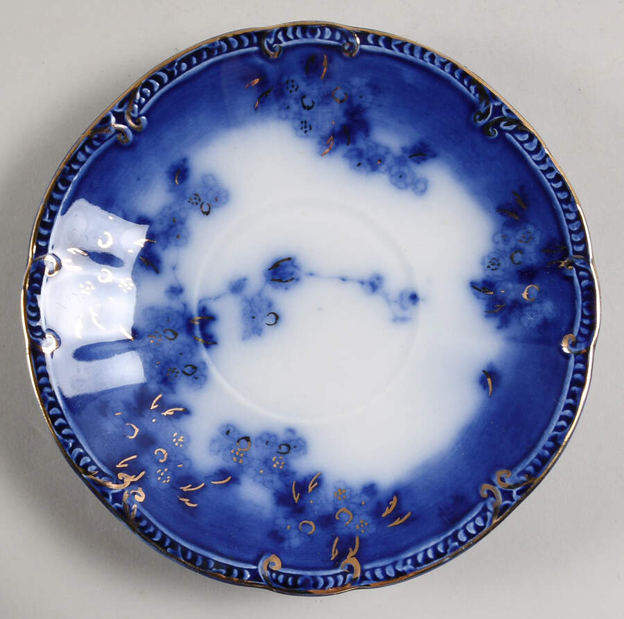 Lugano (Flow Blue) Saucer by Ridgway (Ridgways)-1
