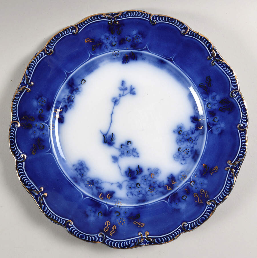Lugano (Flow Blue) Dinner Plate by Ridgway (Ridgways)-1