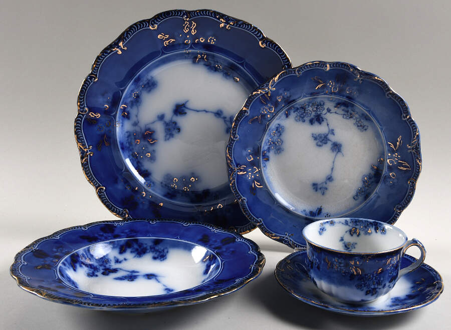 Lugano (Flow Blue) 5 Piece Place Setting by Ridgway (Ridgways)-1