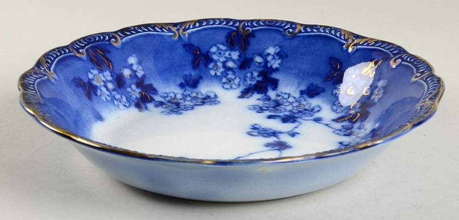 Lugano (Flow Blue) Coupe Soup Bowl by Ridgway (Ridgways)-1