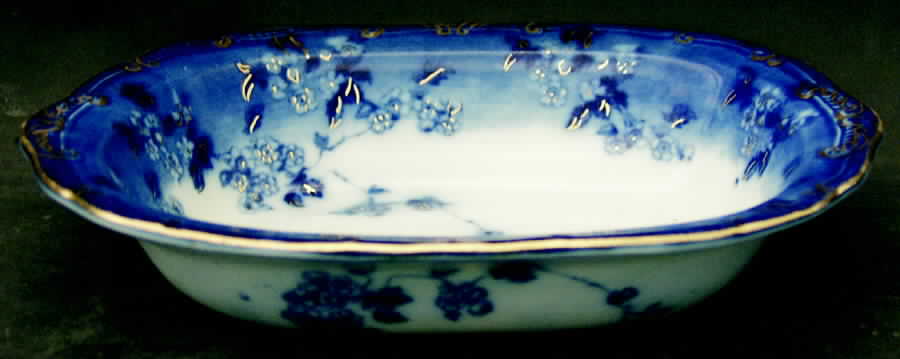 Lugano (Flow Blue) 9" Oval Vegetable Bowl by Ridgway (Ridgways)-1