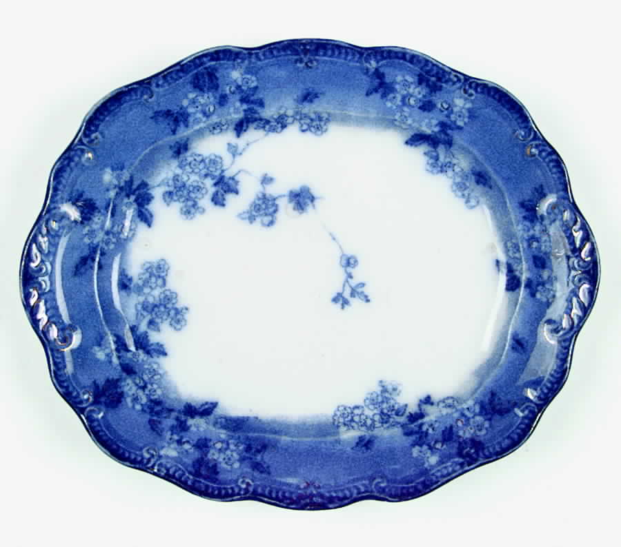 Lugano (Flow Blue) 11" Oval Serving Platter by Ridgway (Ridgways)-1