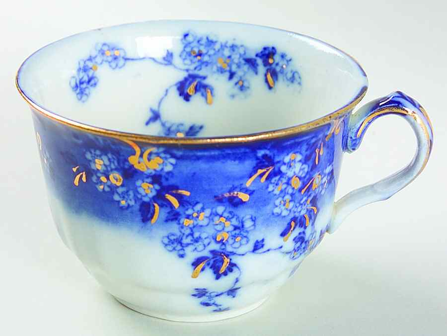 Lugano (Flow Blue) Flat Cup by Ridgway (Ridgways)-1