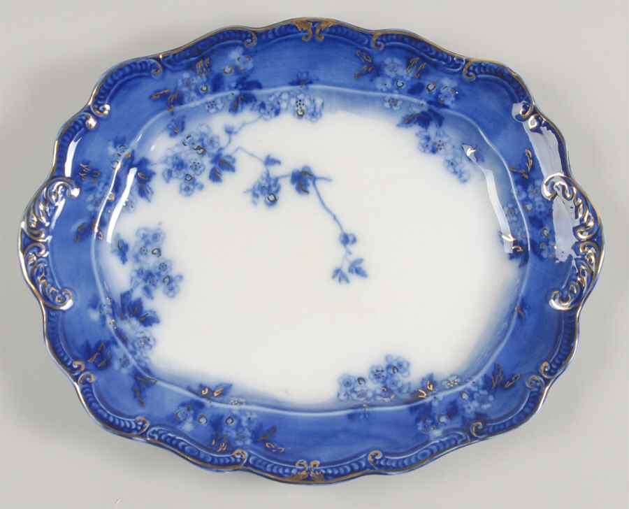 Lugano (Flow Blue) 13" Oval Serving Platter by Ridgway (Ridgways)-1