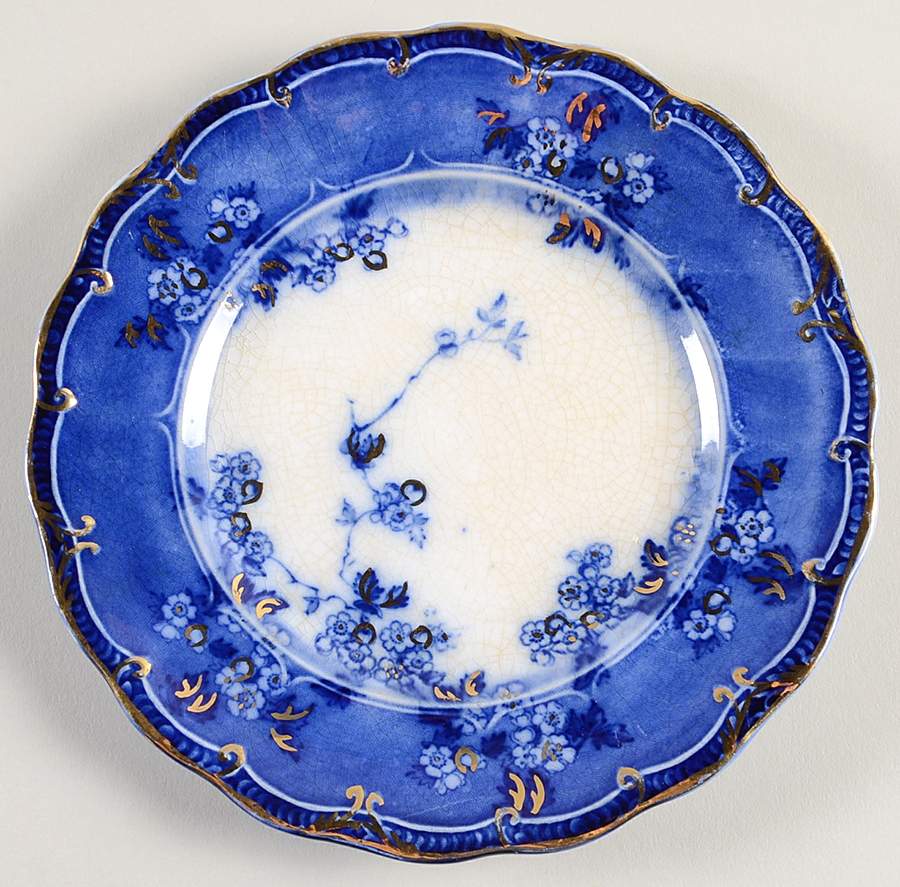 Lugano (Flow Blue) Dessert/Pie Plate by Ridgway (Ridgways)-1