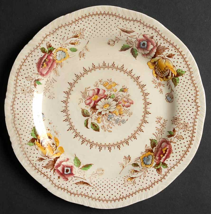 Lynton Brown Multicolor Bread & Butter Plate by Ridgway (Ridgways)-1