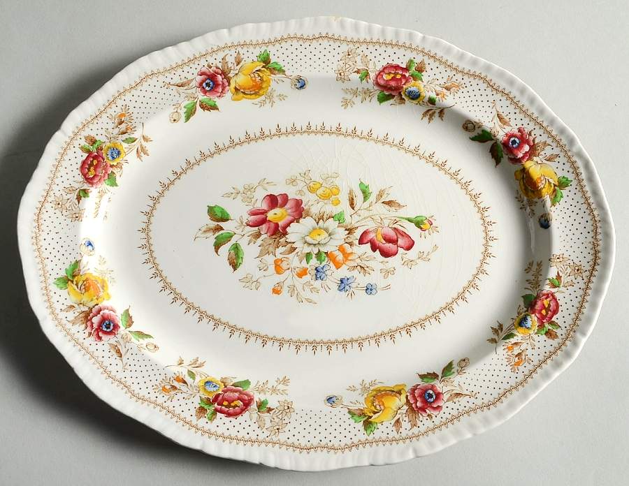 Lynton Brown Multicolor 12" Oval Serving Platter by Ridgway (Ridgways)-1