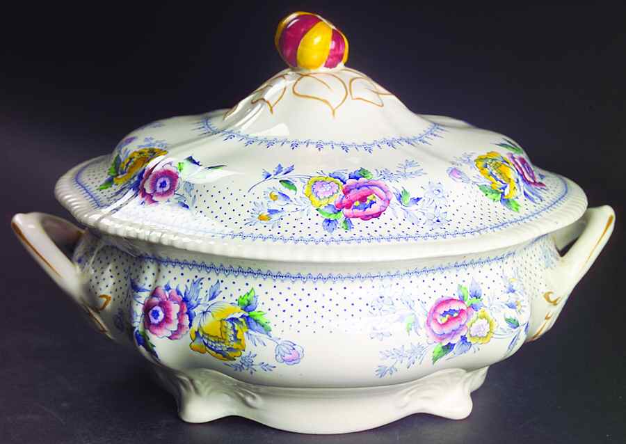 Lynton Blue Multicolor Round Covered Vegetable by Ridgway (Ridgways)-1