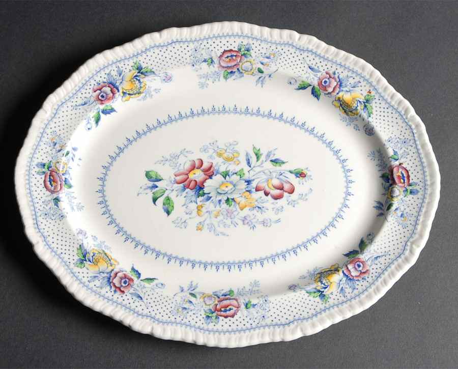 Lynton Blue Multicolor 12" Oval Serving Platter by Ridgway (Ridgways)-1