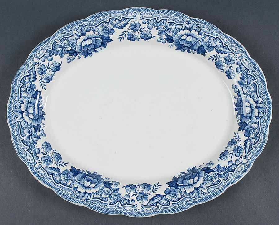 Marlborough Blue 13" Oval Serving Platter by Ridgway (Ridgways)-1