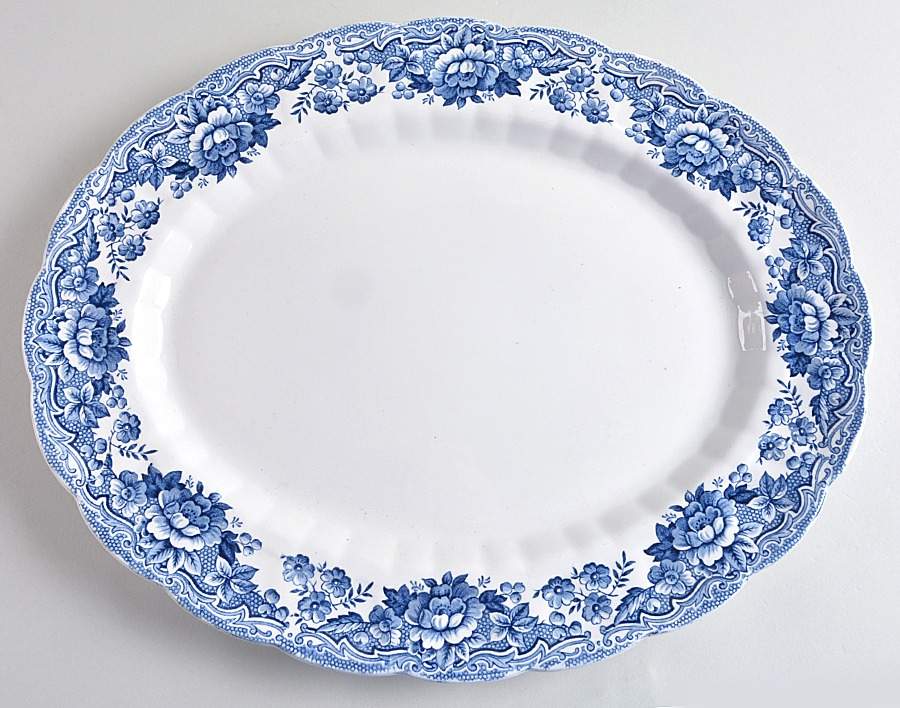 Marlborough Blue 16" Oval Serving Platter by Ridgway (Ridgways)-1