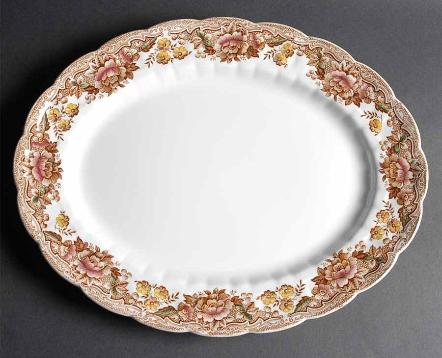Marlborough Multicolor Brown 15" Oval Serving Platter by Ridgway (Ridgways)-1
