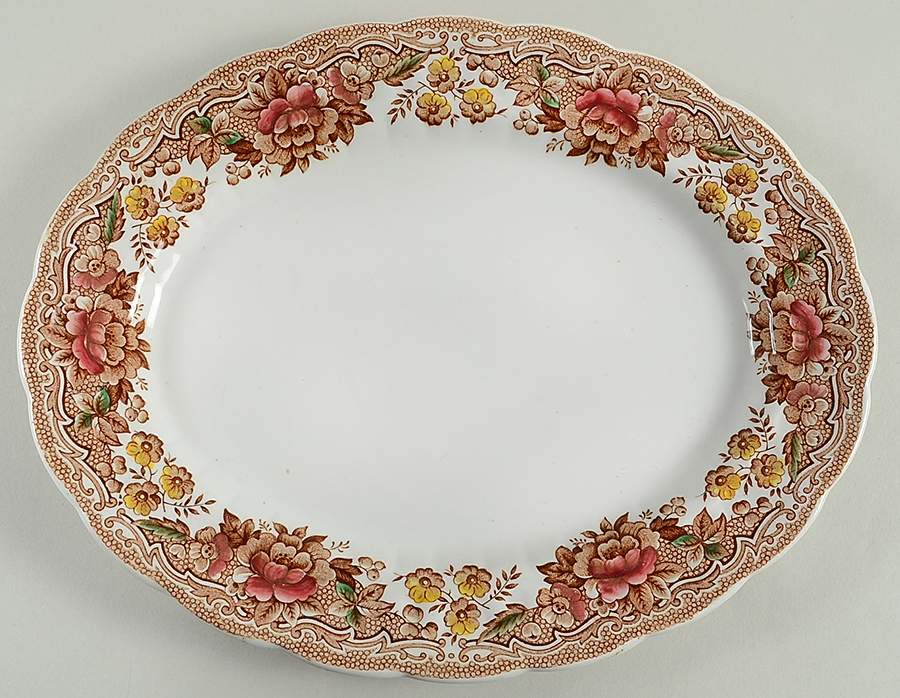 Marlborough Multicolor Brown 12" Oval Serving Platter by Ridgway (Ridgways)-1