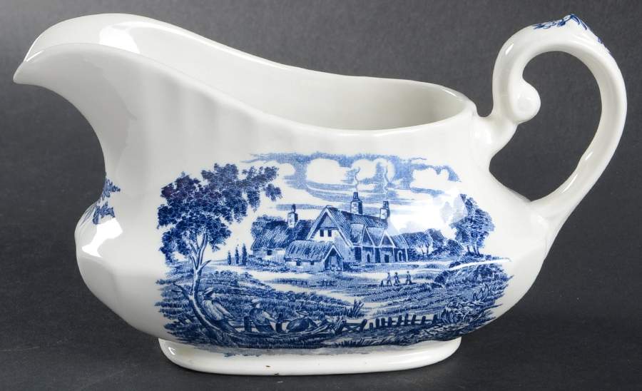 Meadowsweet Blue Gravy Boat by Ridgway (Ridgways)-1