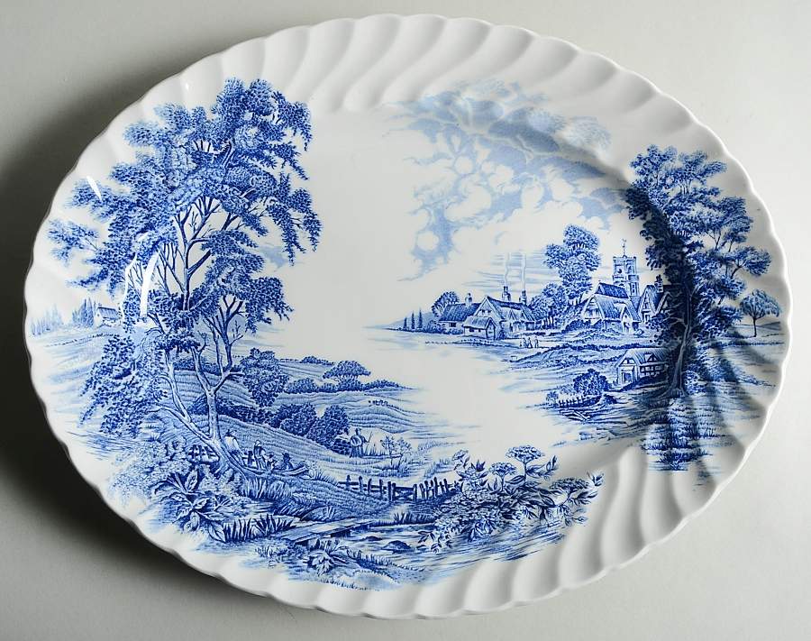 Meadowsweet Blue 16" Oval Serving Platter by Ridgway (Ridgways)-1