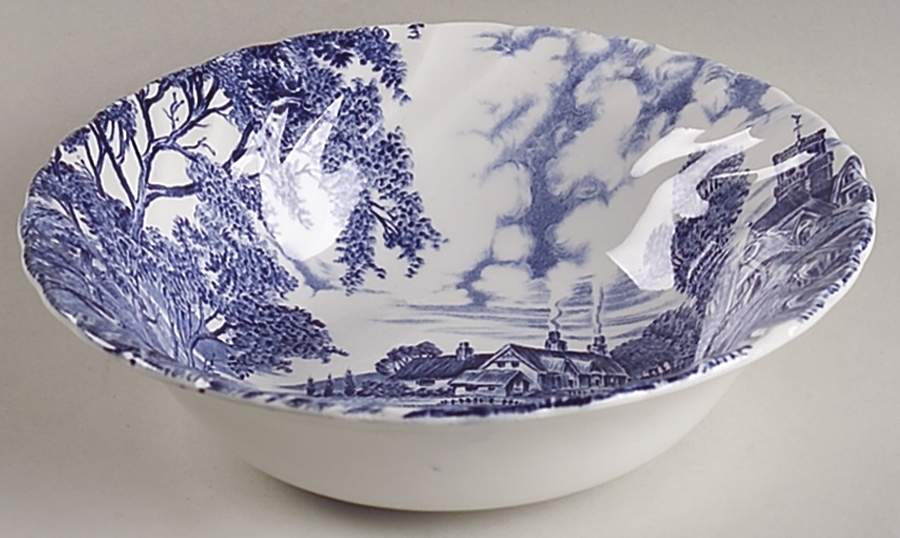 Meadowsweet Blue Coupe Cereal Bowl by Ridgway (Ridgways)-1