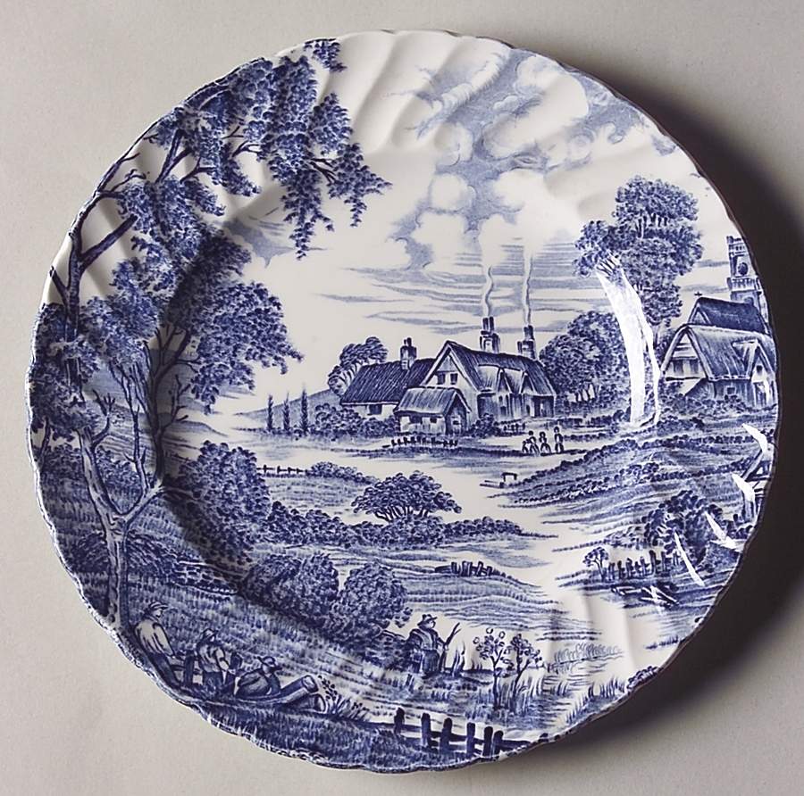 Meadowsweet Blue Bread & Butter Plate by Ridgway (Ridgways)-1