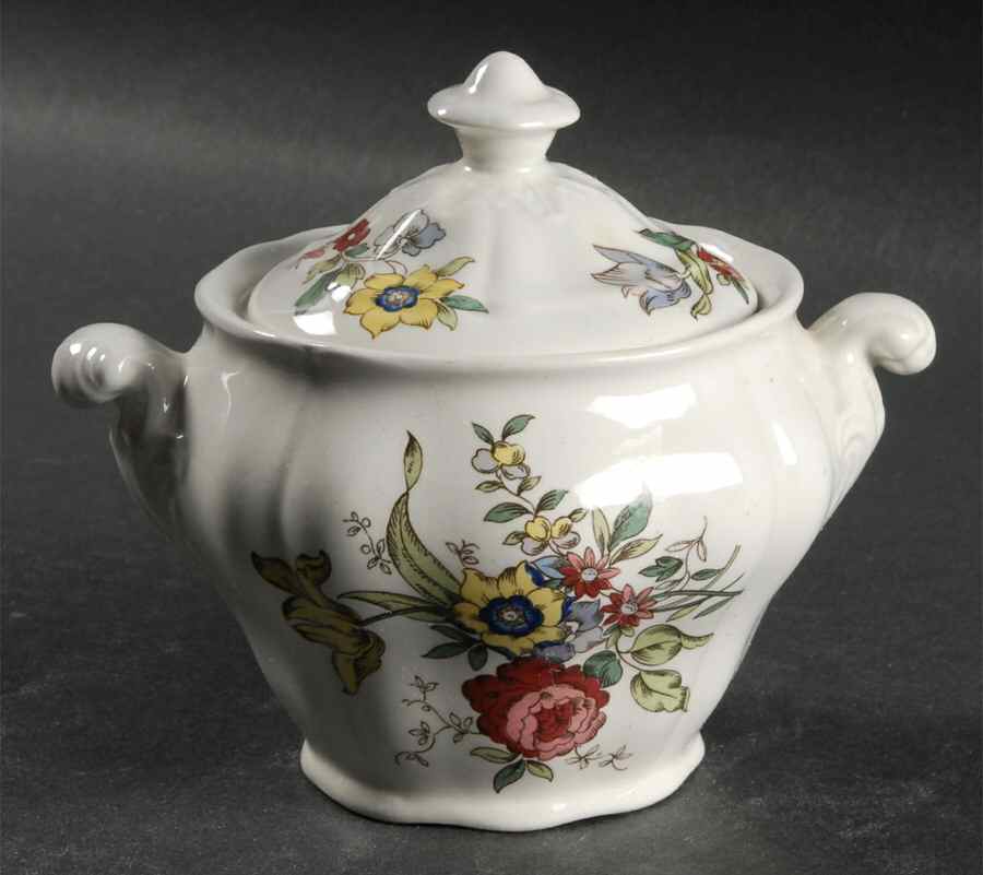 Old Country Sprays Sugar Bowl & Lid by Ridgway (Ridgways)-1