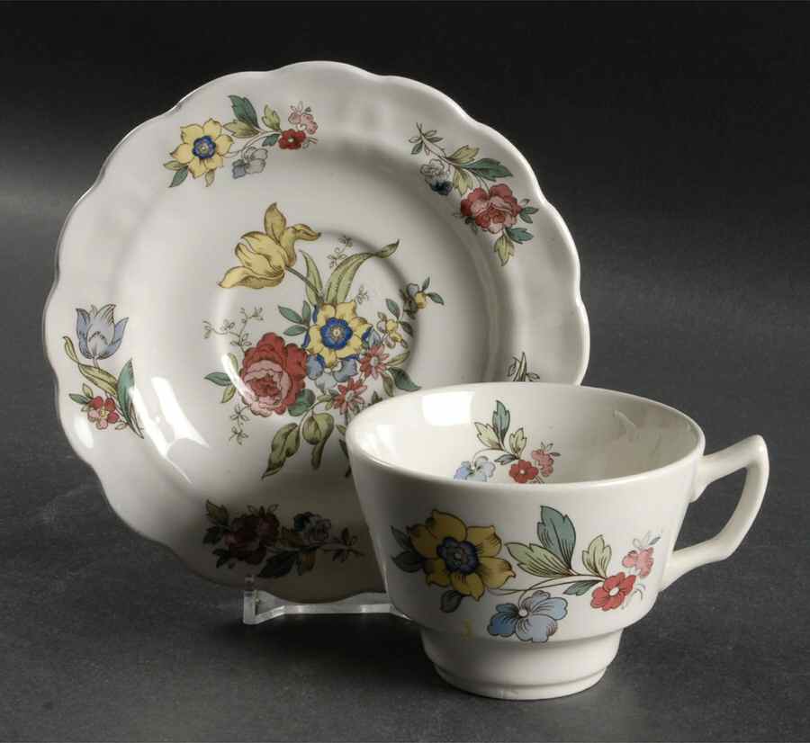 Old Country Sprays Flat Cup & Saucer Set by Ridgway (Ridgways)-1