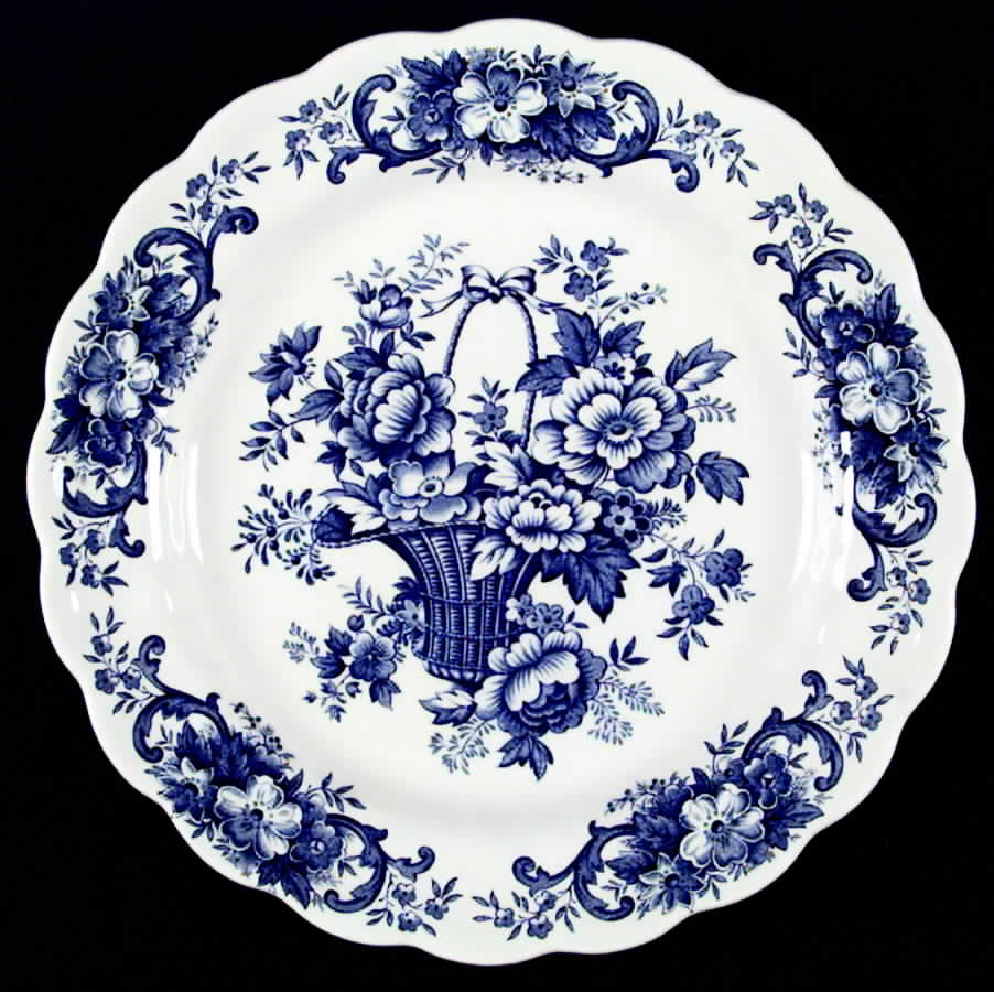 Old English Bouquet Blue Dinner Plate by Ridgway (Ridgways)-1