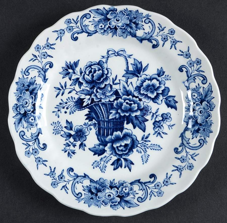 Old English Bouquet Blue Bread & Butter Plate by Ridgway (Ridgways)-1
