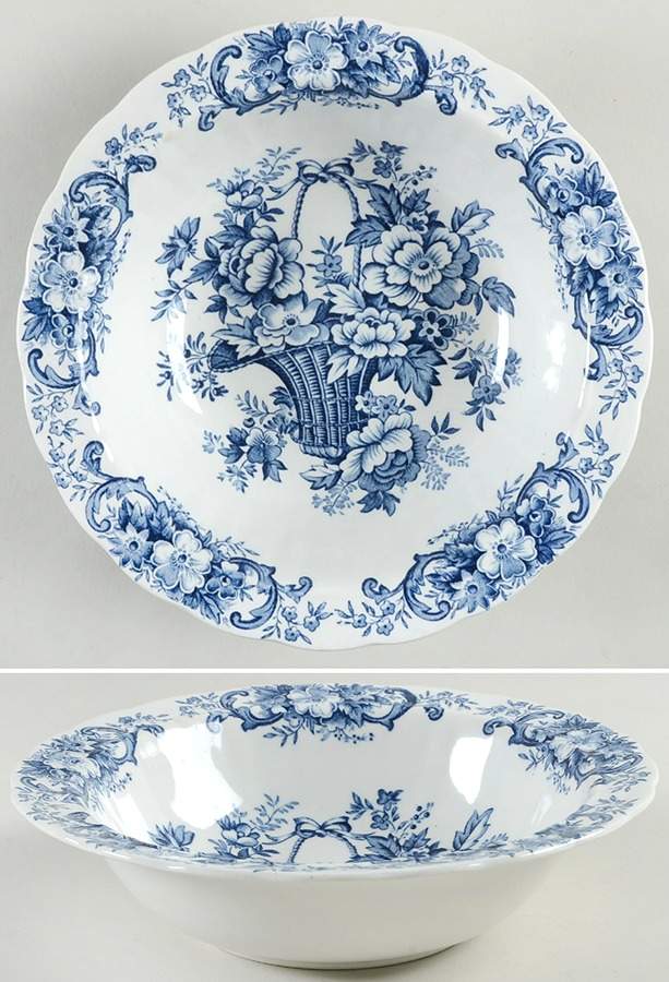Old English Bouquet Blue 8" Round Vegetable Bowl by Ridgway (Ridgways)-1